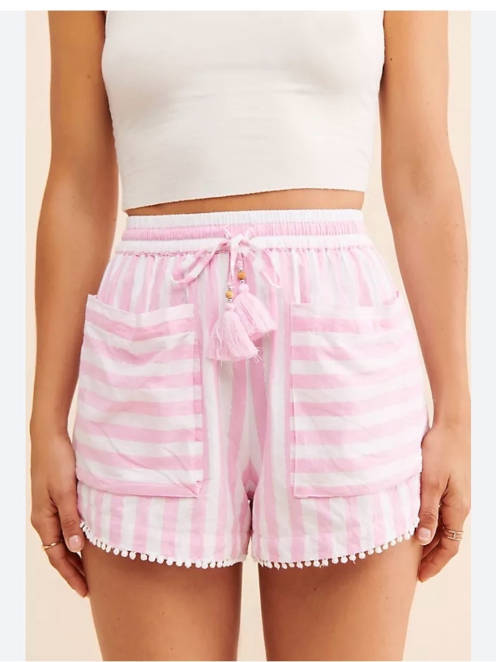 Rahi Rockaway Pink Stripe Set Anthropologie Crop Top & Shorts Size S - Picture 3 of 3